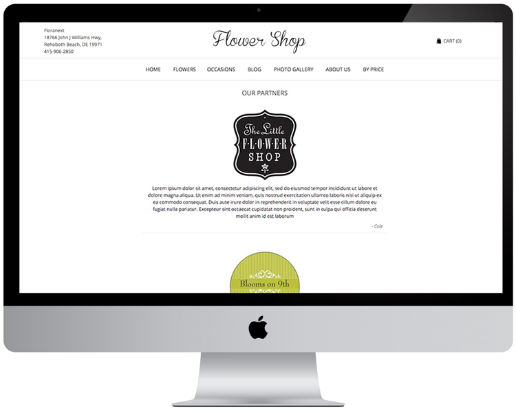 Florist Website - Partner Pages